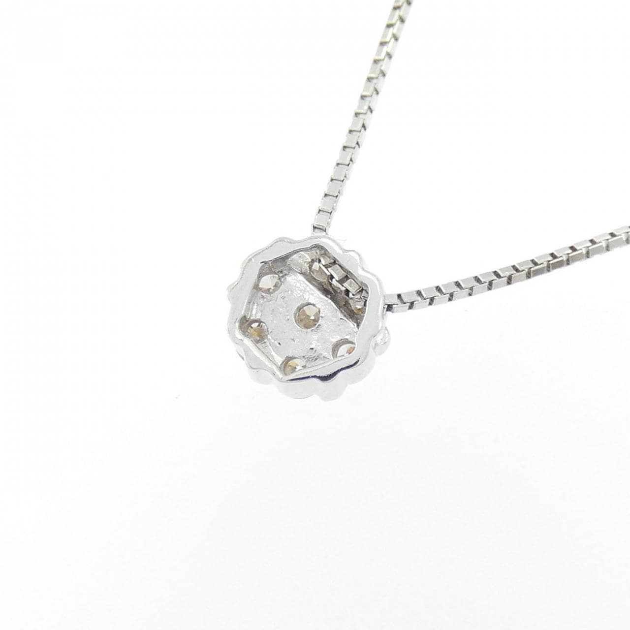 K18WG フラワー ダイヤモンド ネックレス 0.22CT