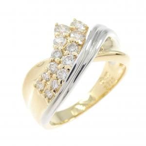 750YG/PT900 ダイヤモンド リング 0.50CT