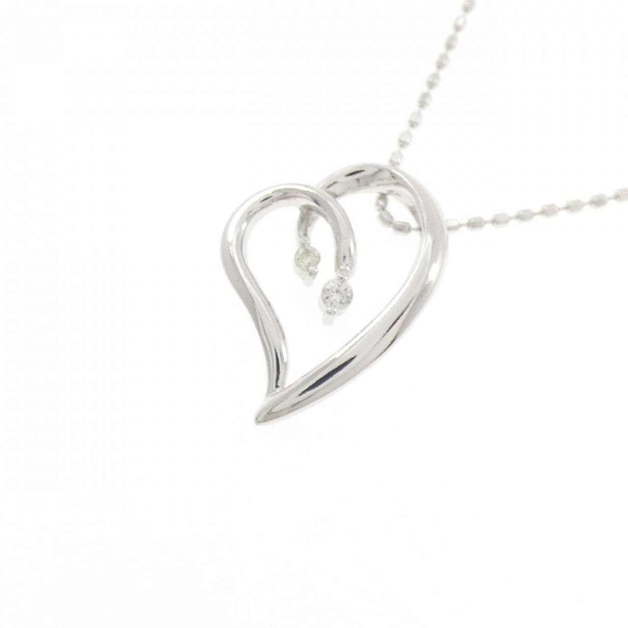 K18WG ハート ダイヤモンド ネックレス 0.03CT