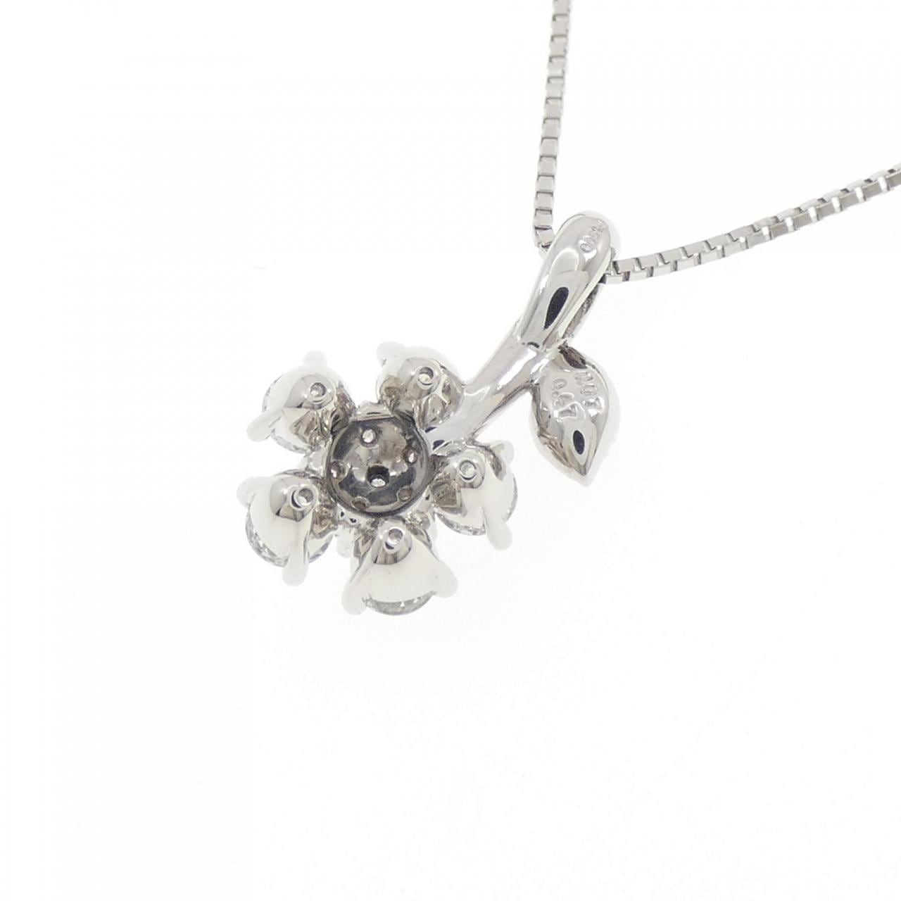 PT900/PT850 フラワー ピンクダイヤモンド ネックレス 0.07CT