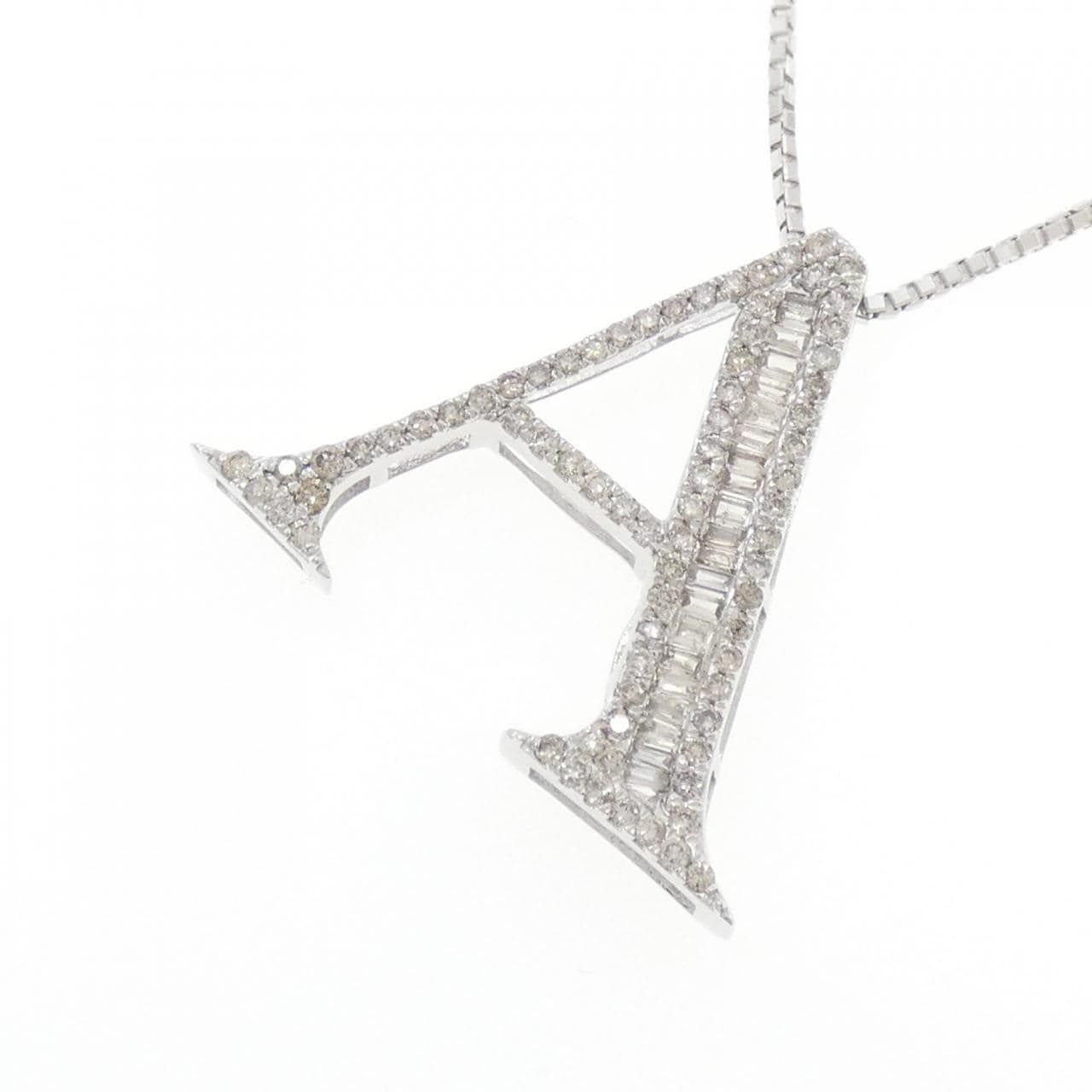 K18WG イニシャルA ダイヤモンド ネックレス 0.50CT