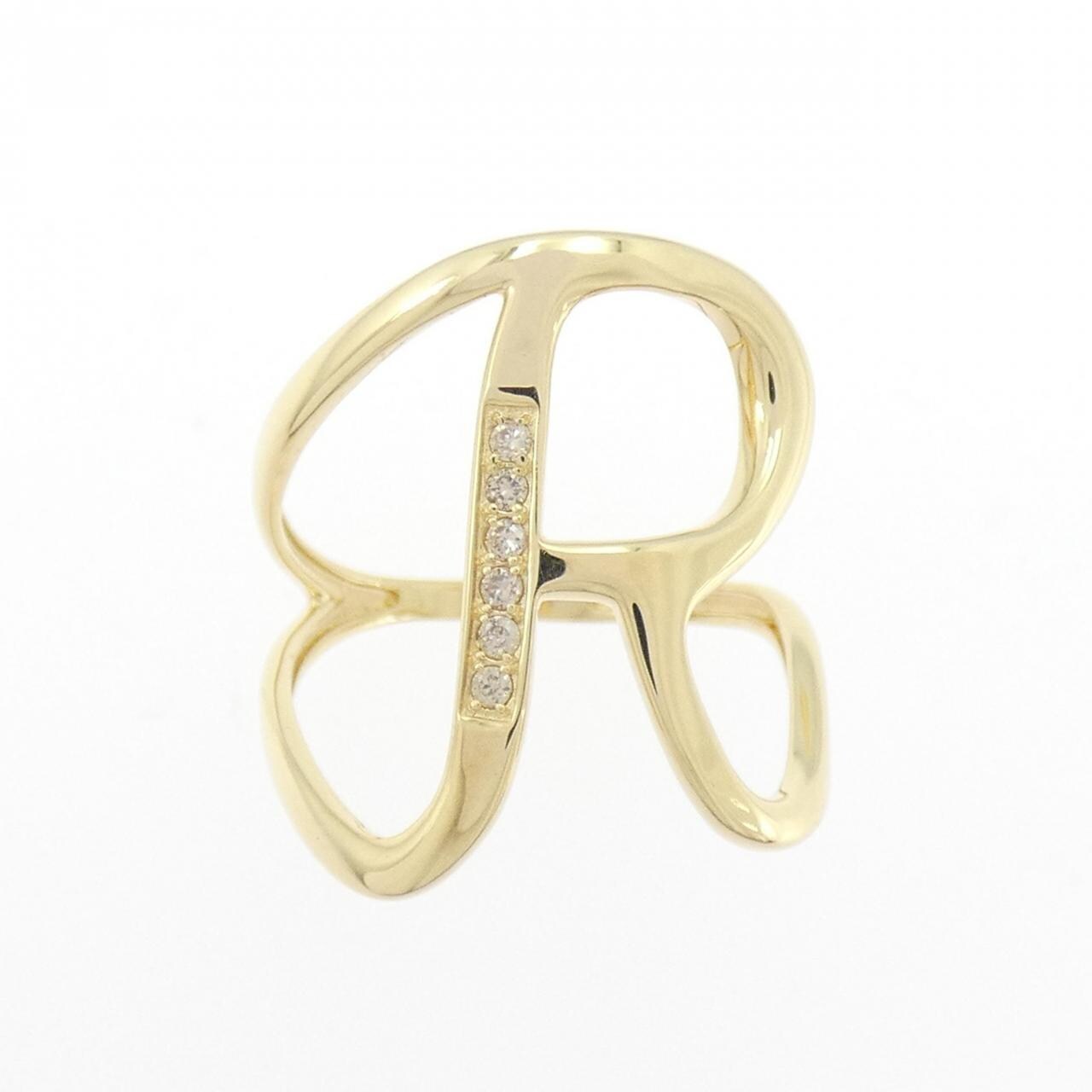K18YG イニシャルR ダイヤモンド リング 0.05CT