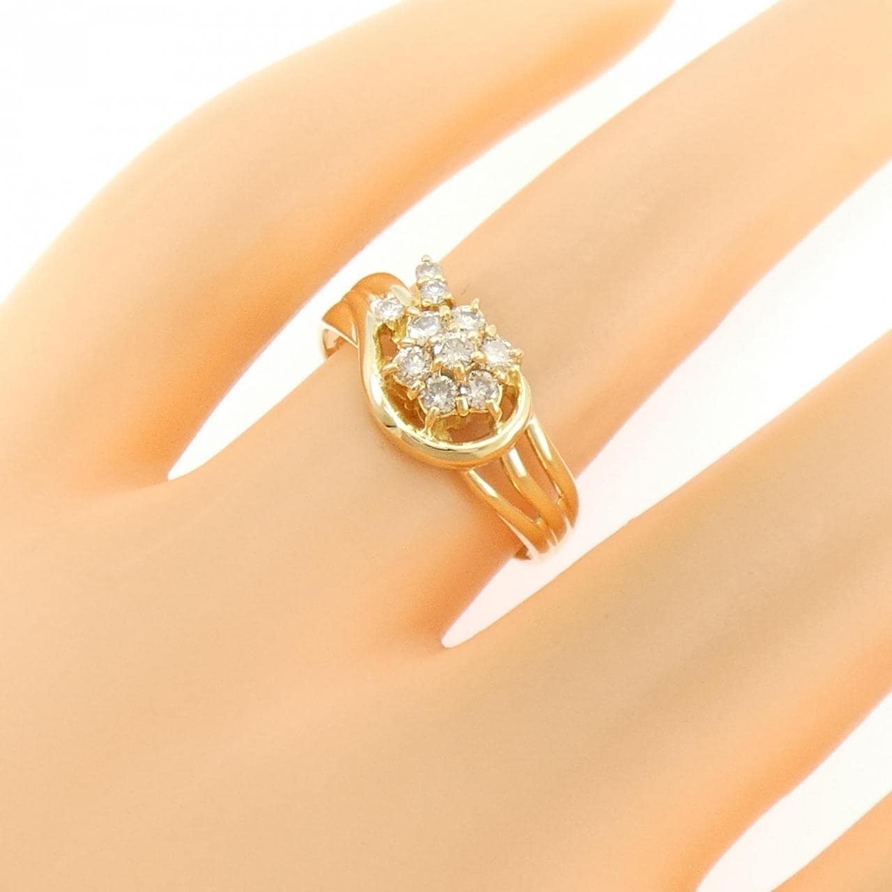 K18YG フラワー ダイヤモンド リング 0.30CT