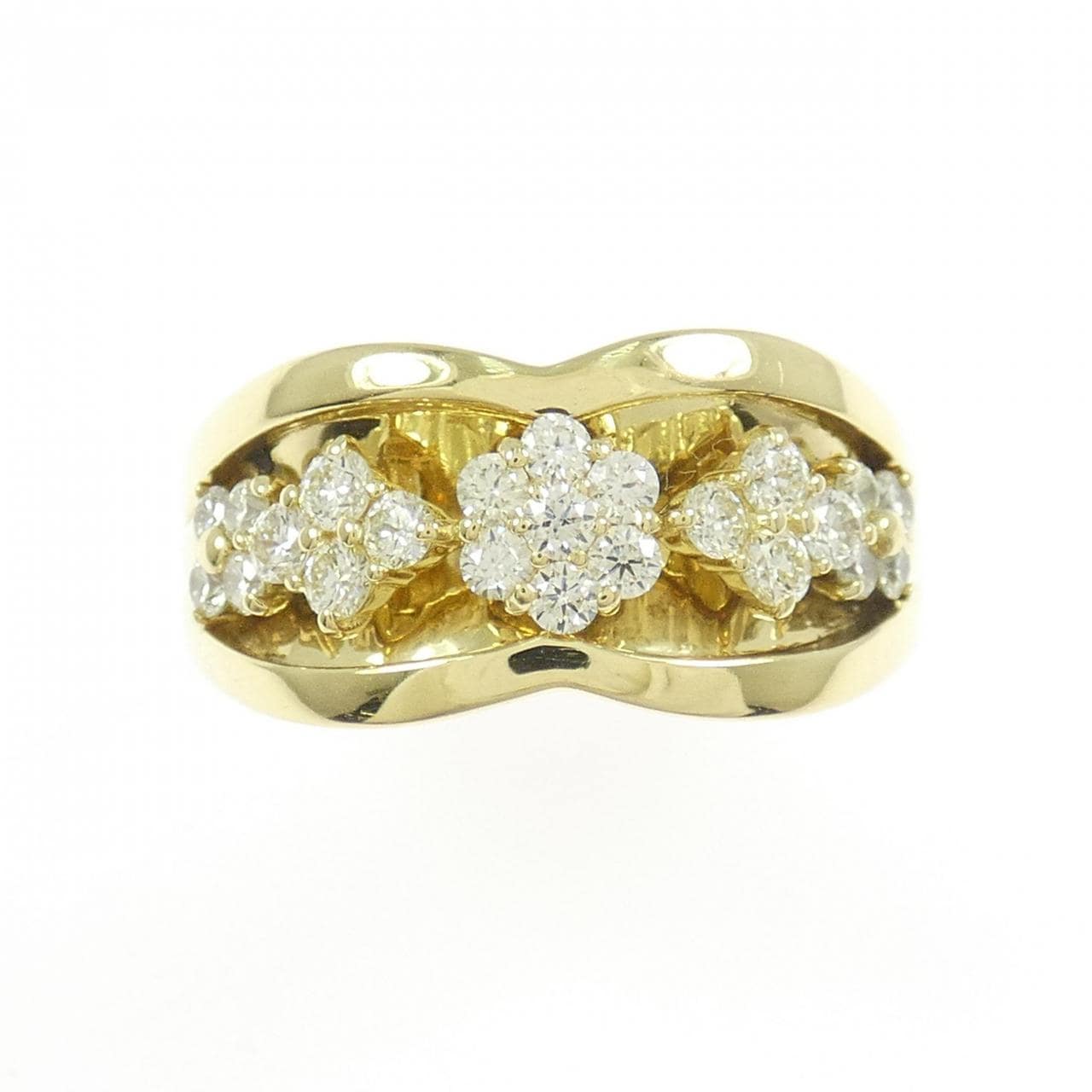 K18YG フラワー ダイヤモンド リング 0.66CT