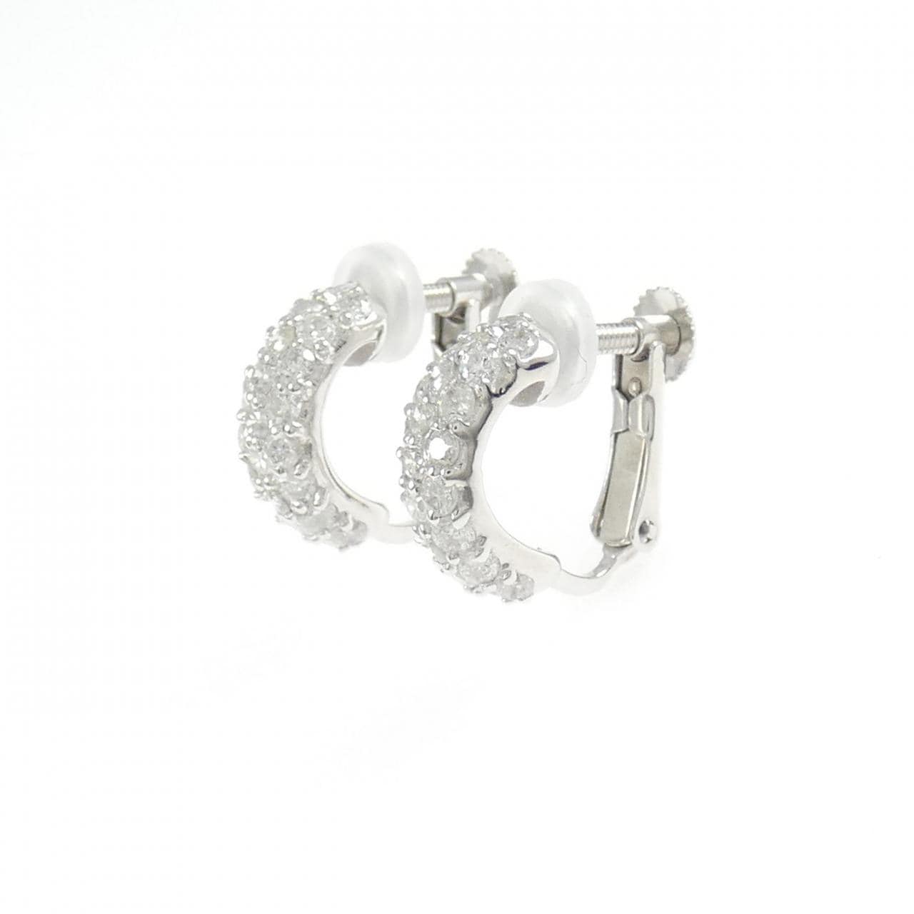 K18WG/K14WG ダイヤモンド イヤリング 1.00CT