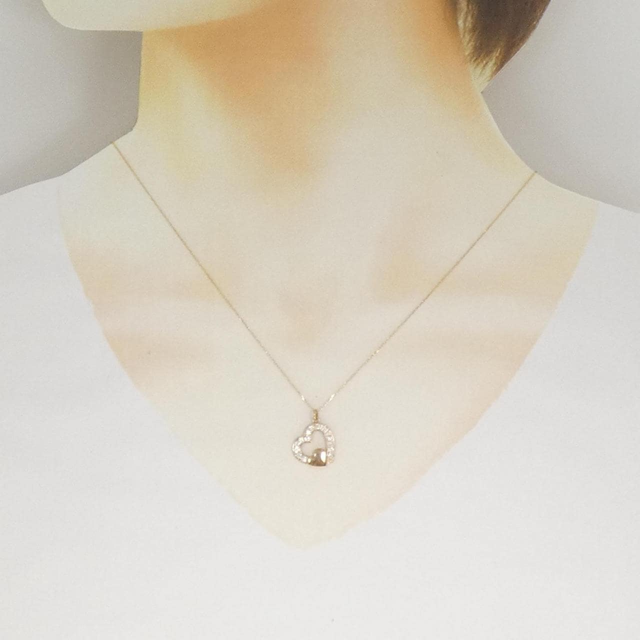 K18PG ハート ダイヤモンド ネックレス 0.30CT