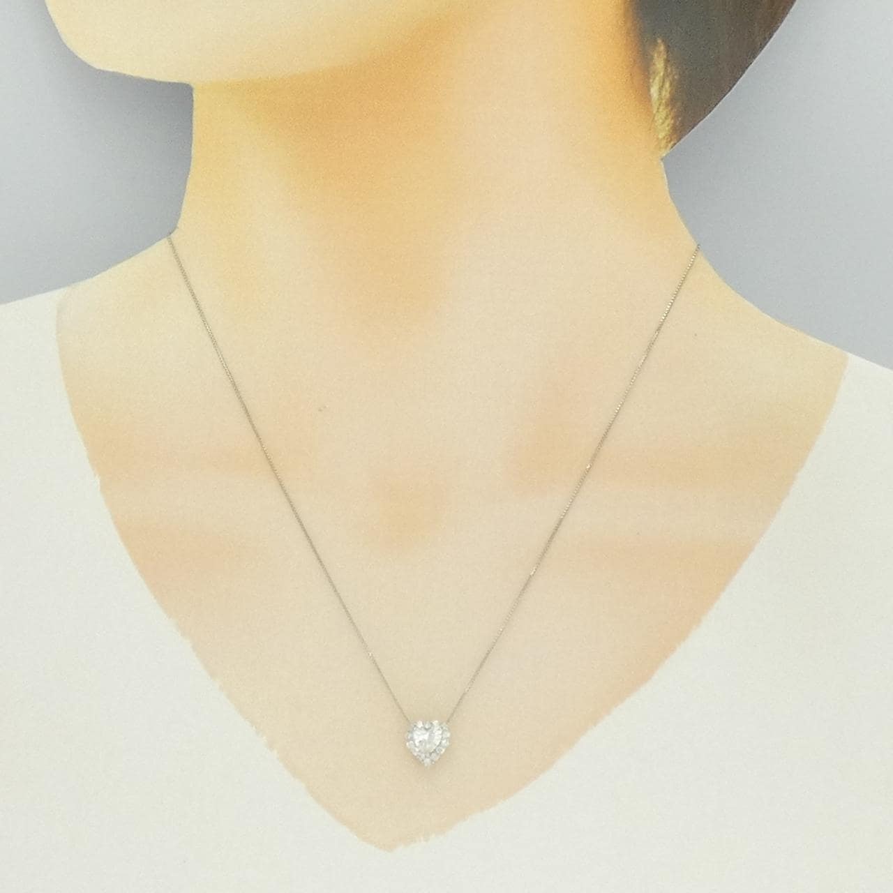 PT900/PT850 ダイヤモンド ネックレス 0.571CT I SI2 ハートシェイプ