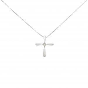 K10WG クロス ダイヤモンド ネックレス 0.03CT