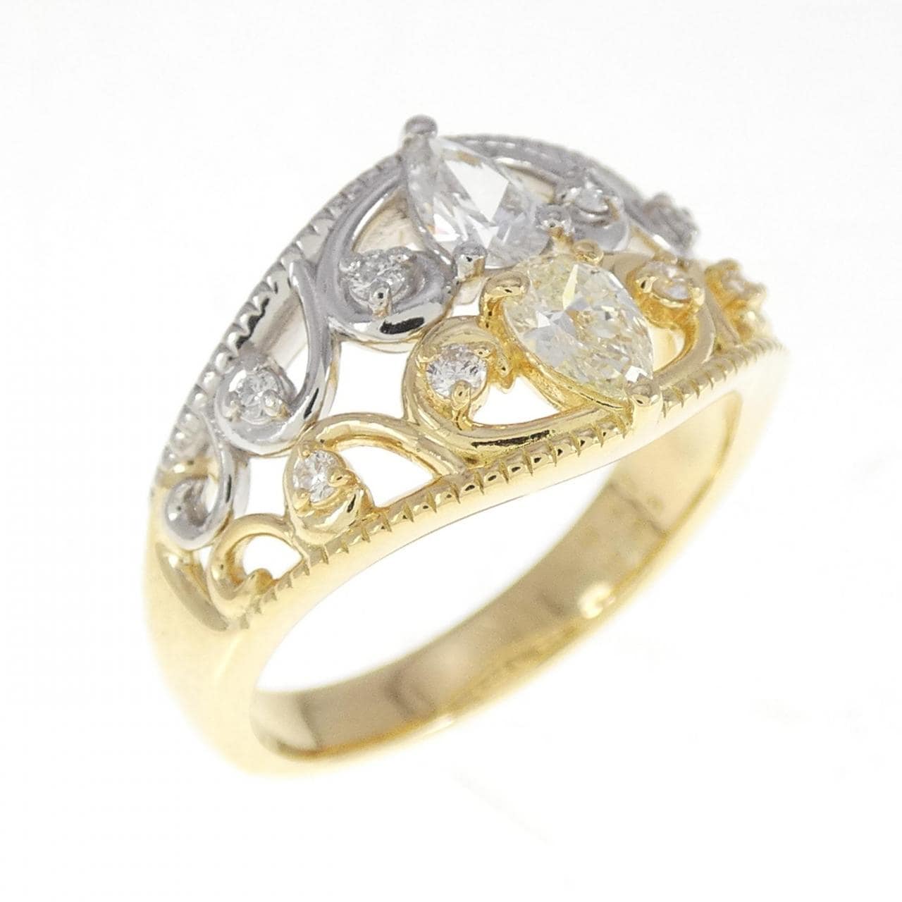 K18YG/PT ダイヤモンド リング 0.37CT