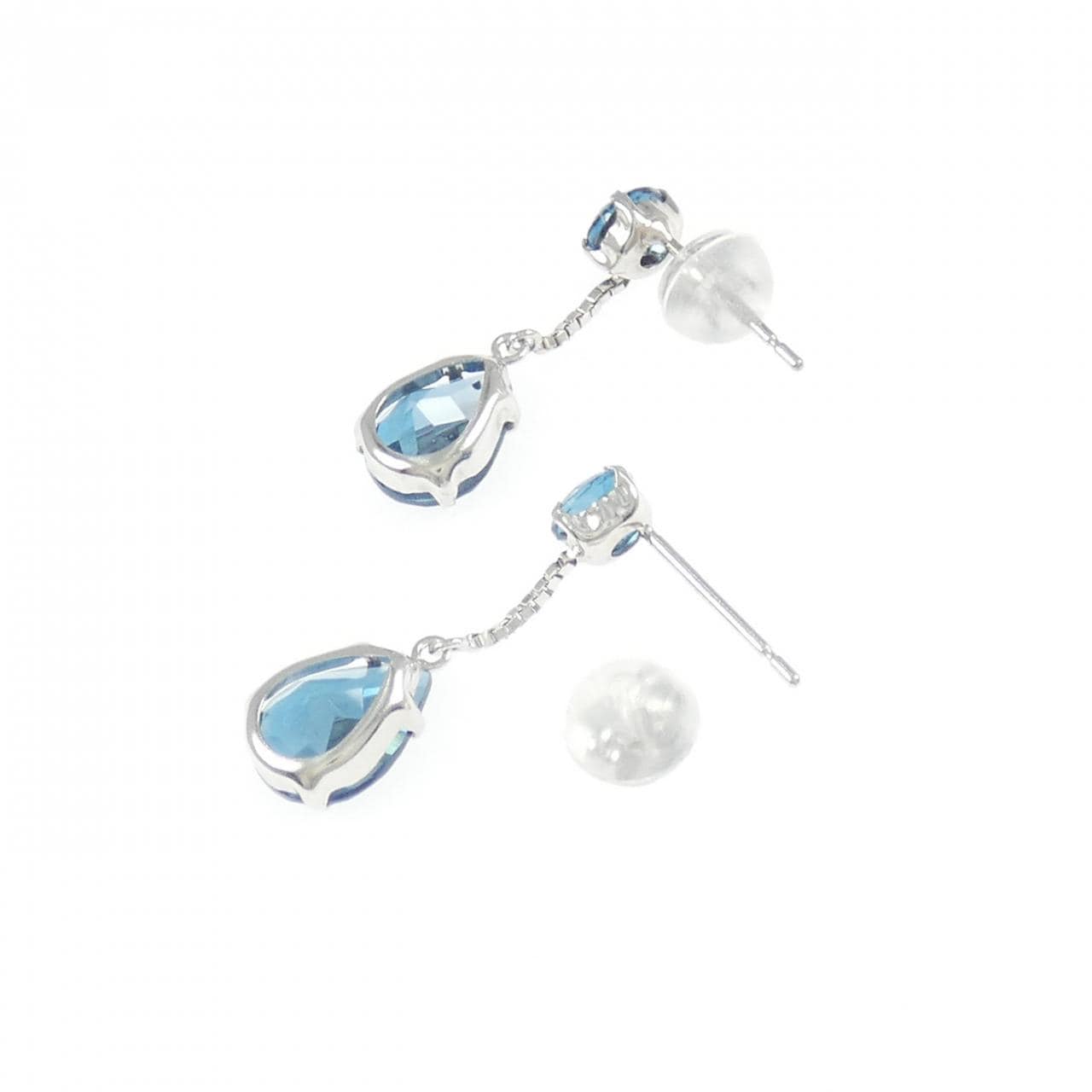 K18WG ブルートパーズ ピアス 2.80CT