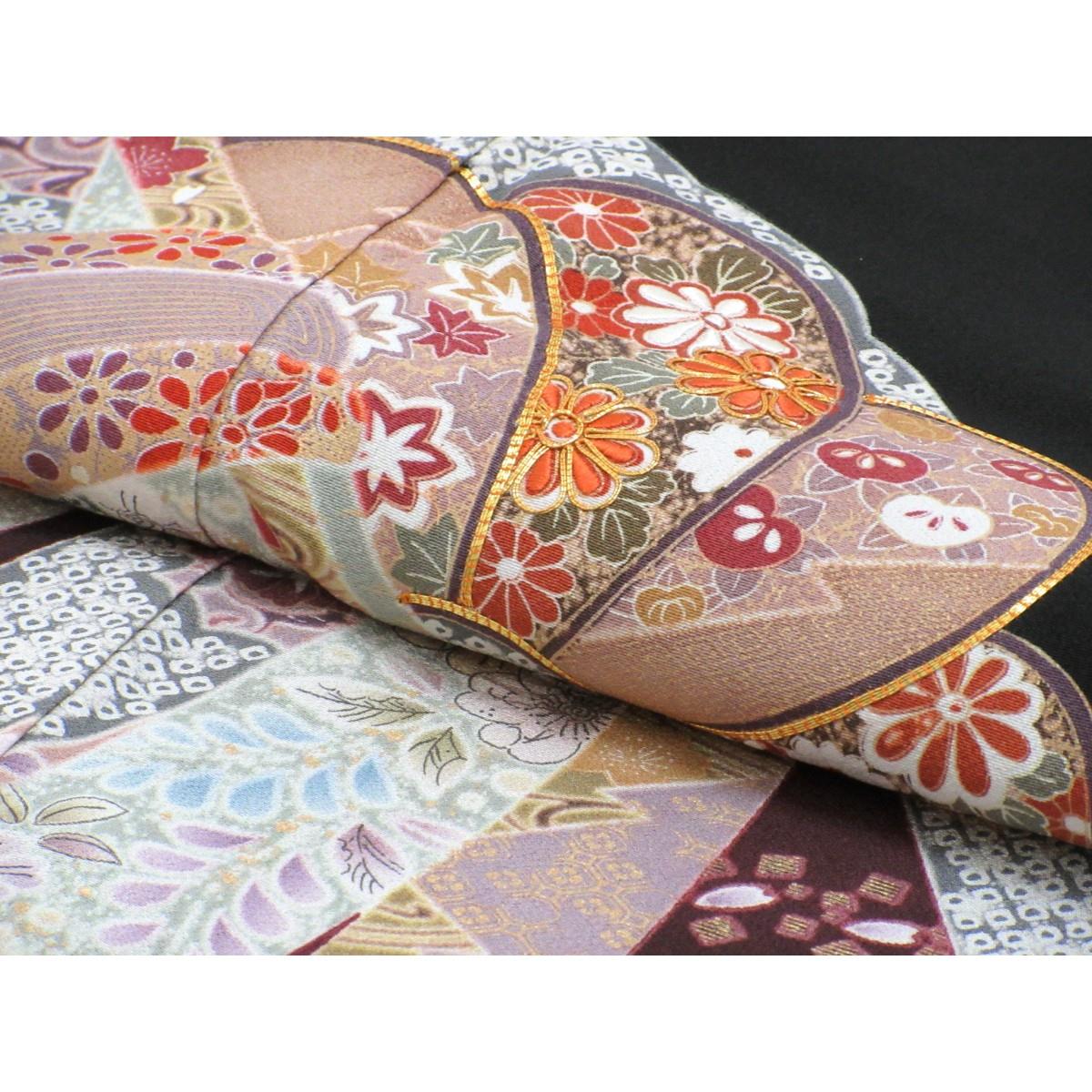 留袖　友禅金彩加工　刺繍入り　丸に木瓜