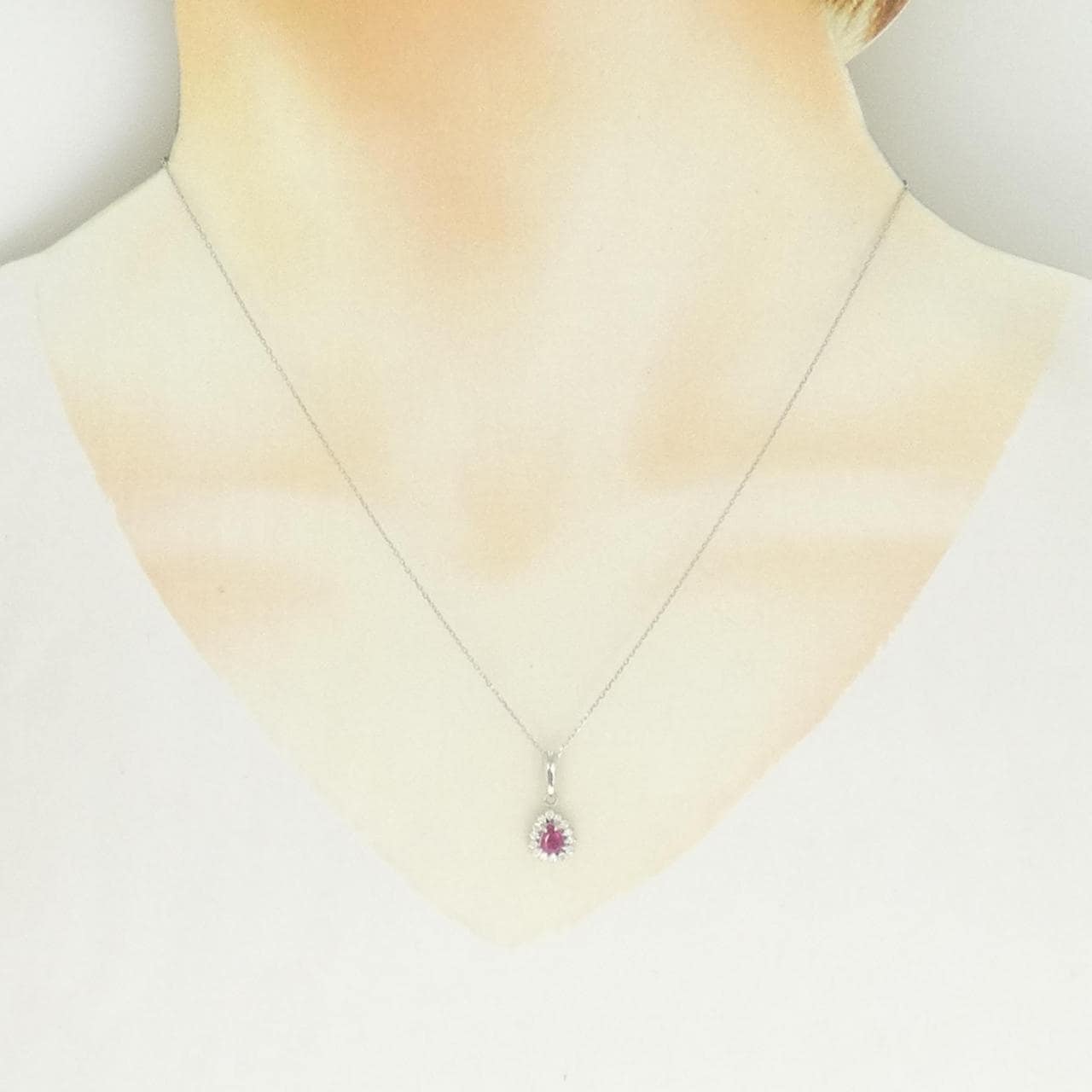 PT900/PT850 ルビー ネックレス 0.34CT