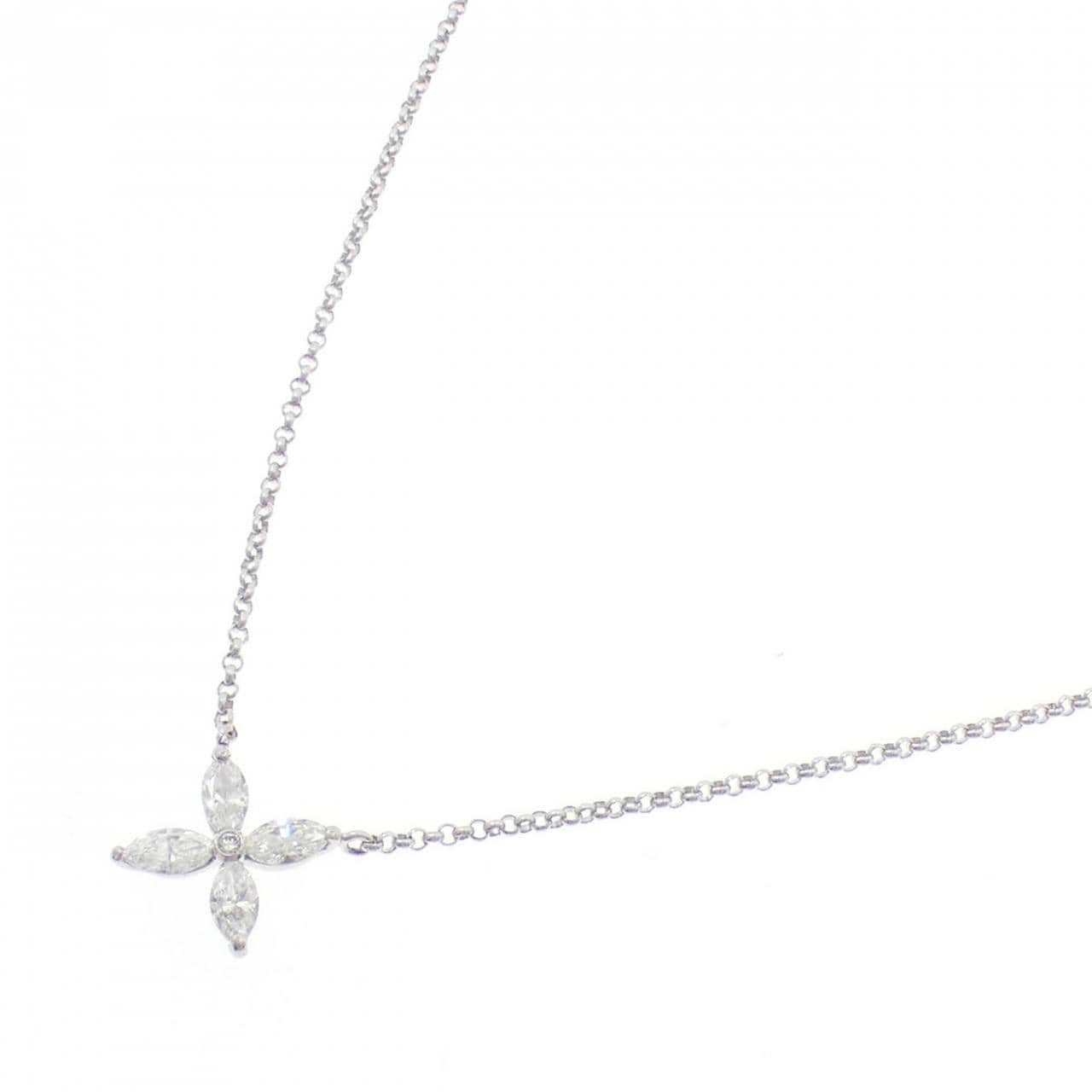 PT900/PT850 フラワー ダイヤモンド ネックレス 0.50CT