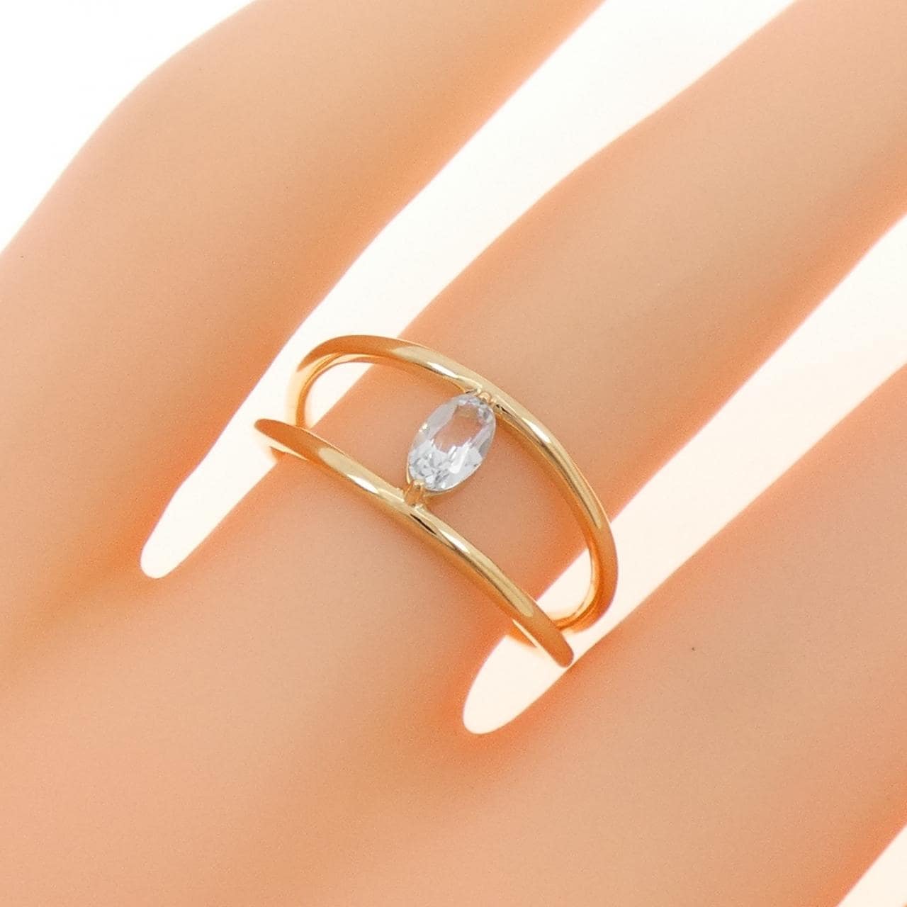 【新品】K18YG アクアマリン リング