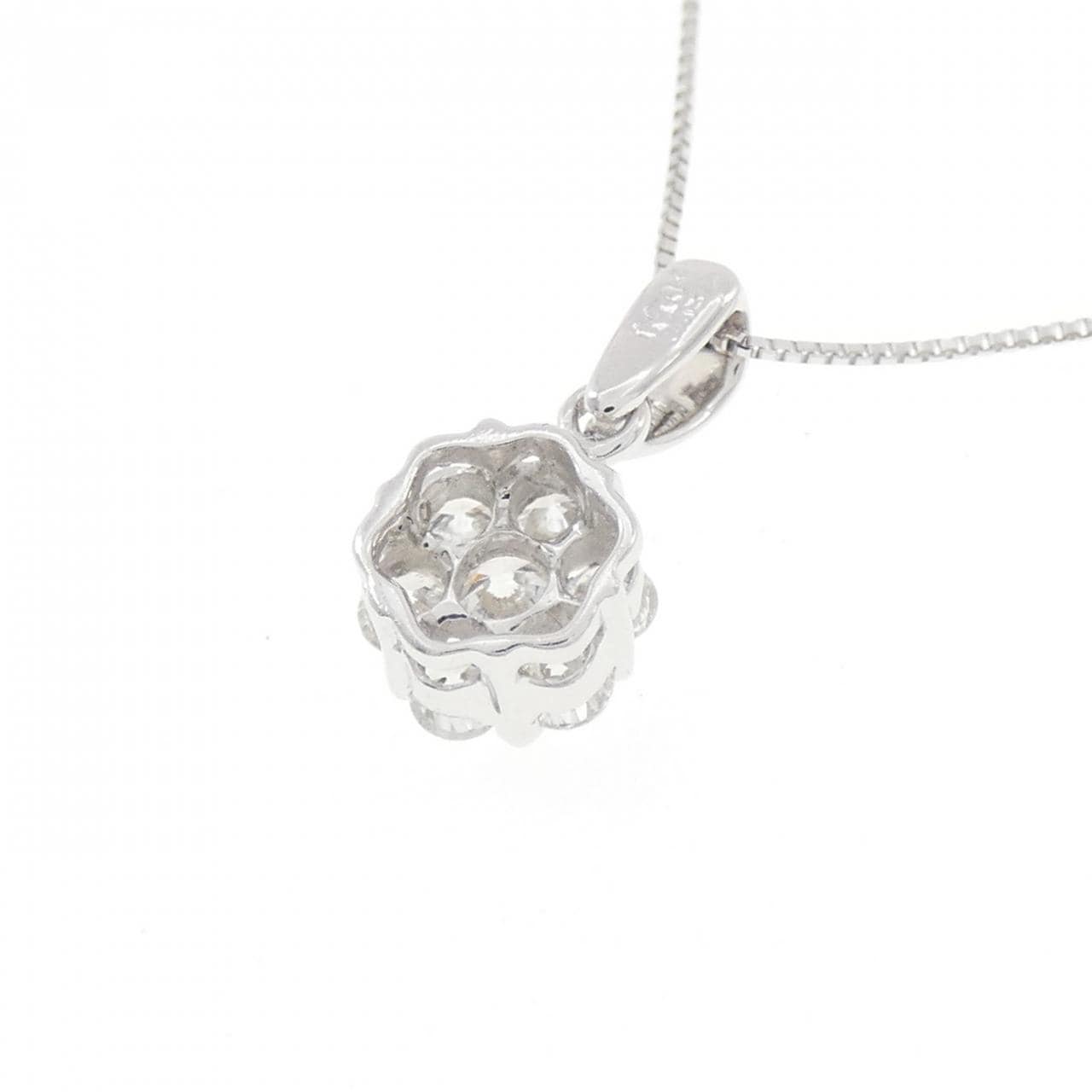 K18WG フラワー ダイヤモンド ネックレス 0.50CT