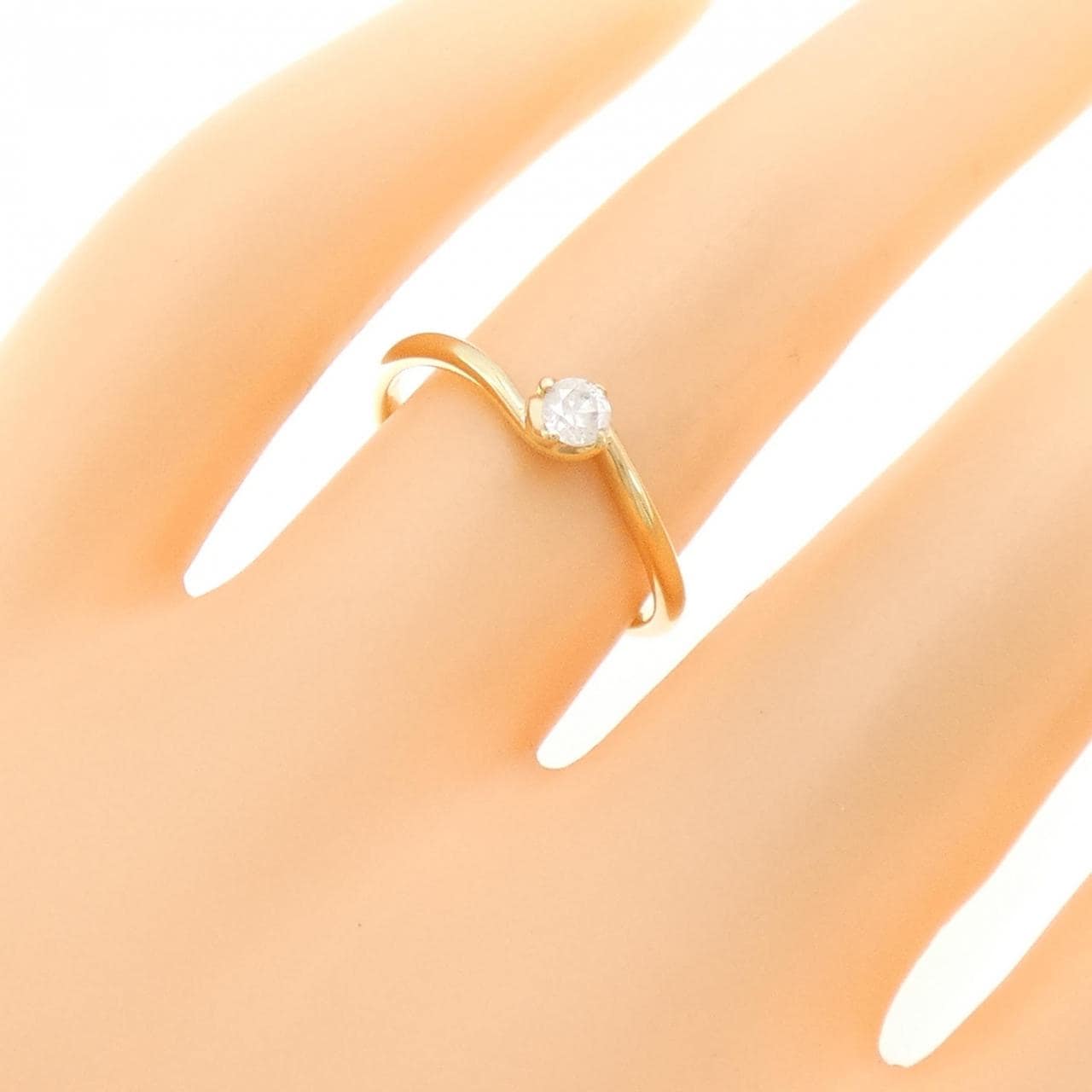 K18YG ソリティア ダイヤモンド リング 0.10CT