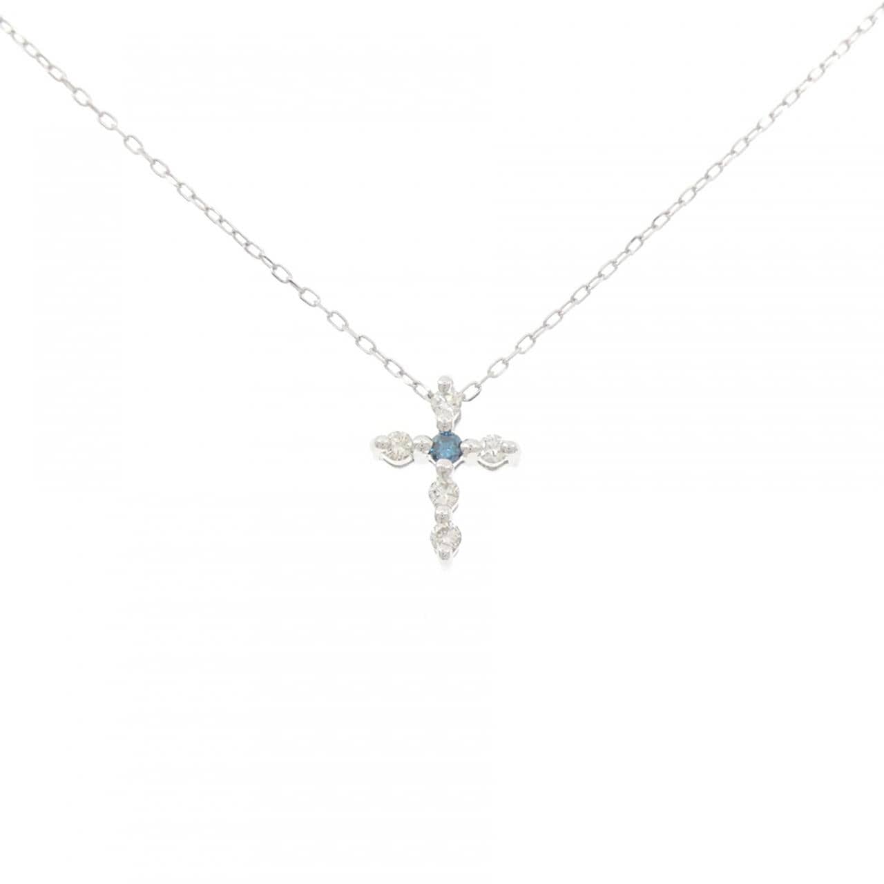 K18WG クロス ダイヤモンド ネックレス 0.10CT