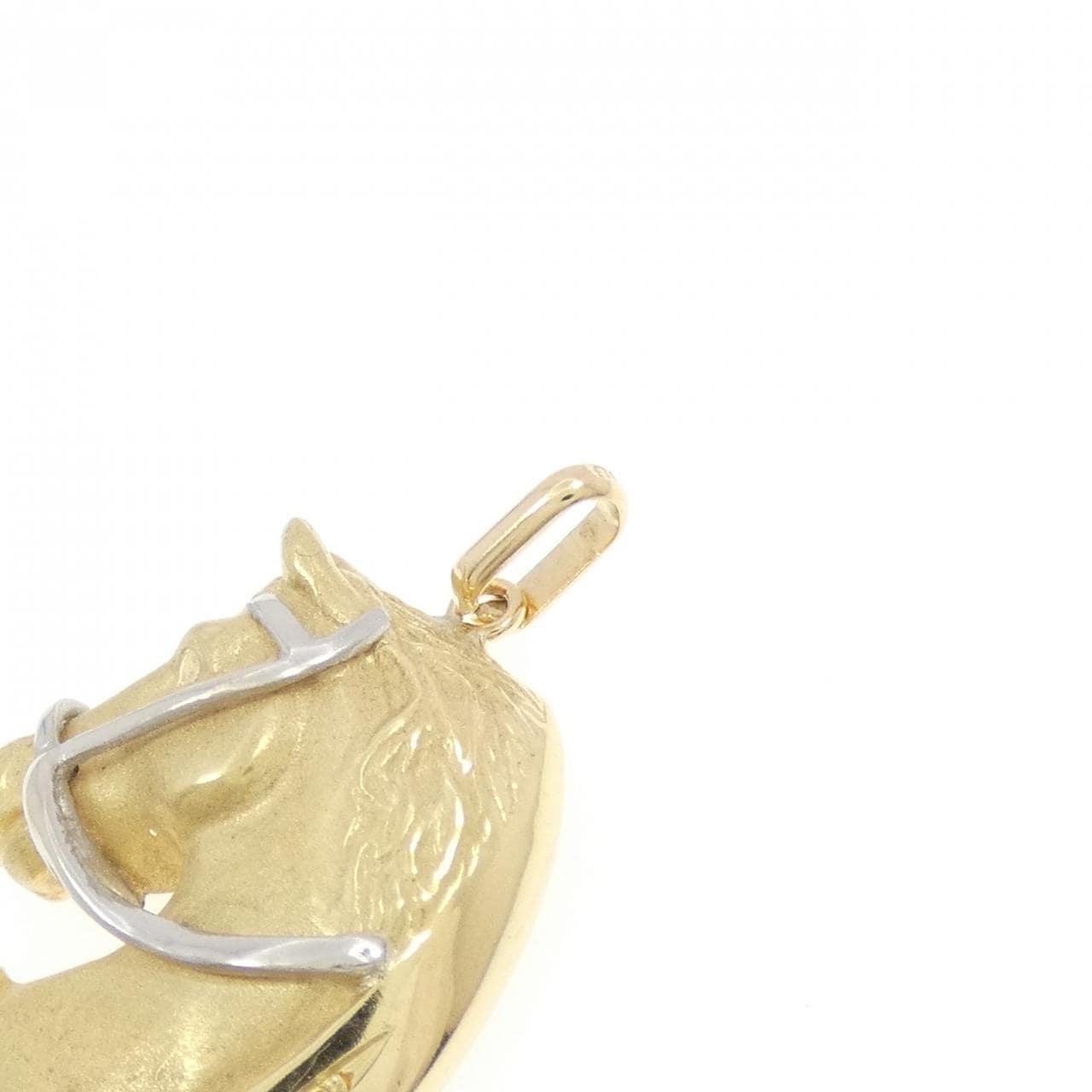 K18YG/PT900 ホース ダイヤモンド ペンダント