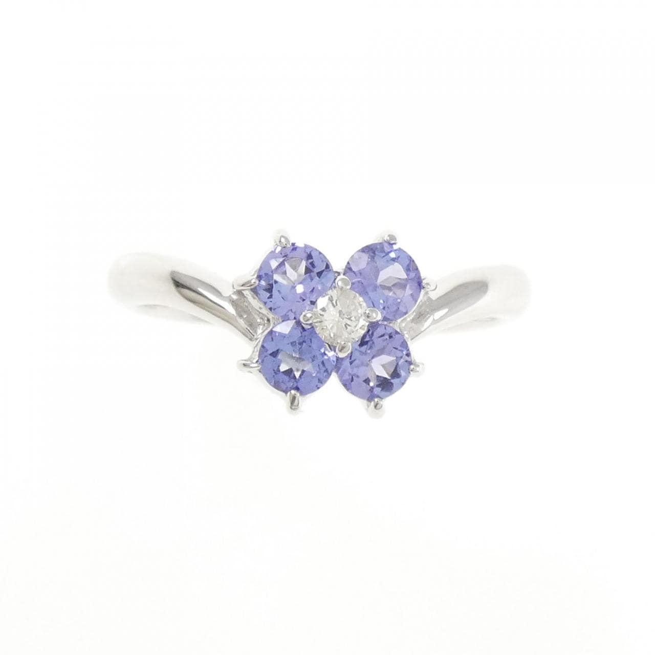 K18WG フラワー タンザナイト リング