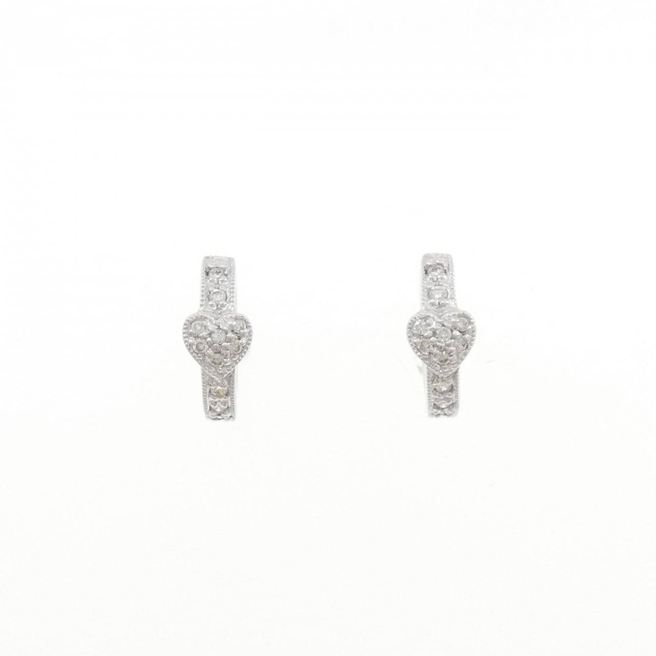 K18WG ハート ダイヤモンド ピアス 0.12CT