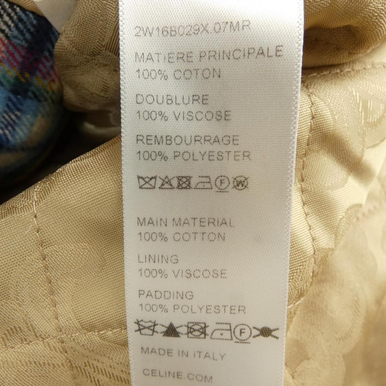 セリーヌ CELINE キルティングチェックオーバーシャツ　トリオンフ 2W16B029X ジャケット