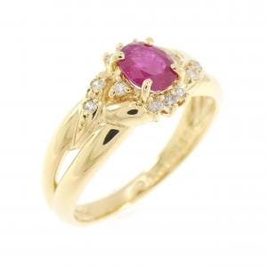 K18YG ルビー リング 0.50CT