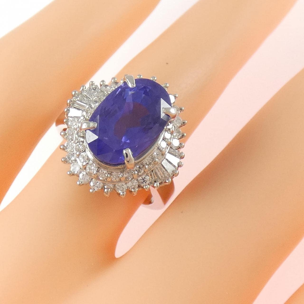 PT900 非加熱 サファイヤ リング 6.70CT スリランカ産