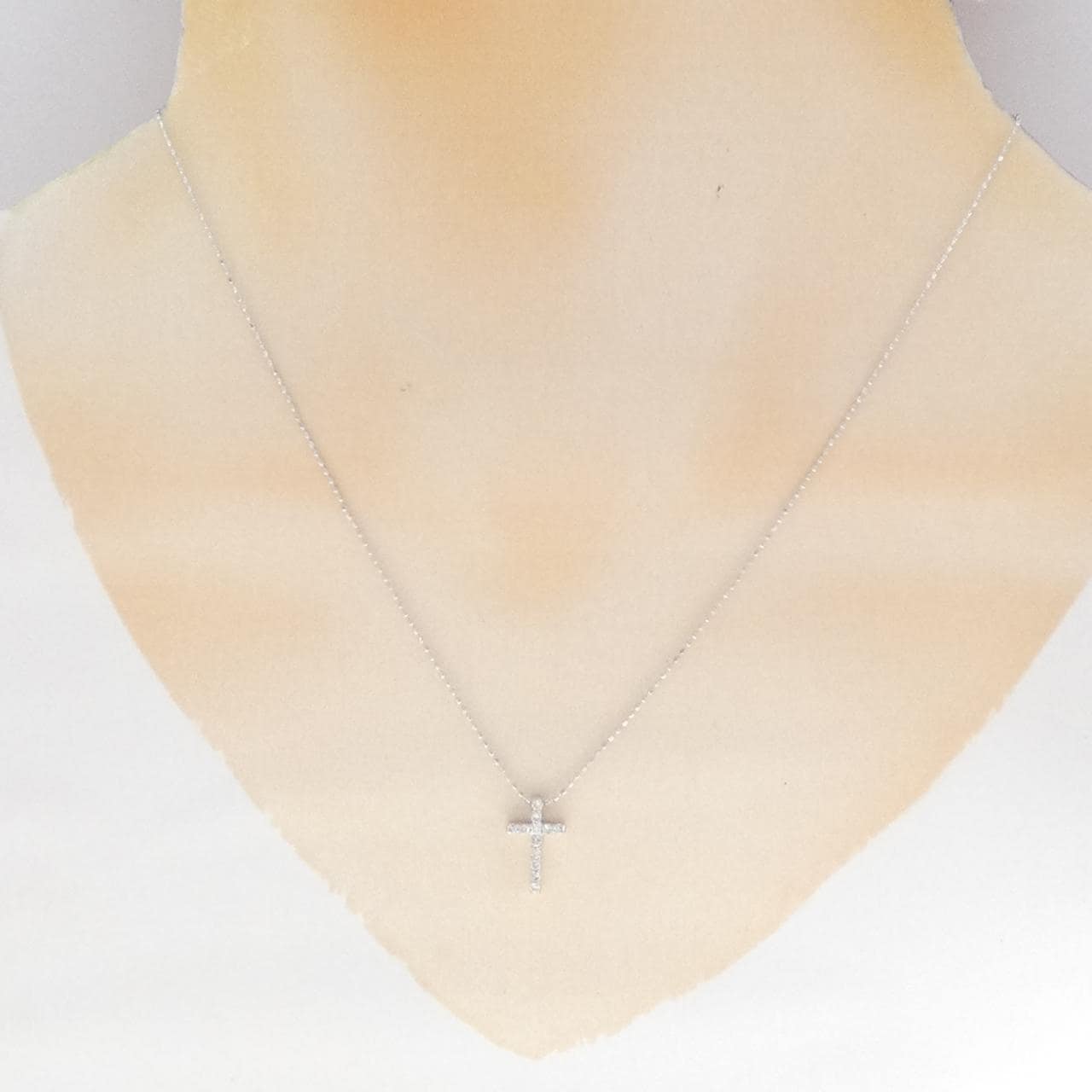 K18WG クロス ダイヤモンド ネックレス 0.15CT