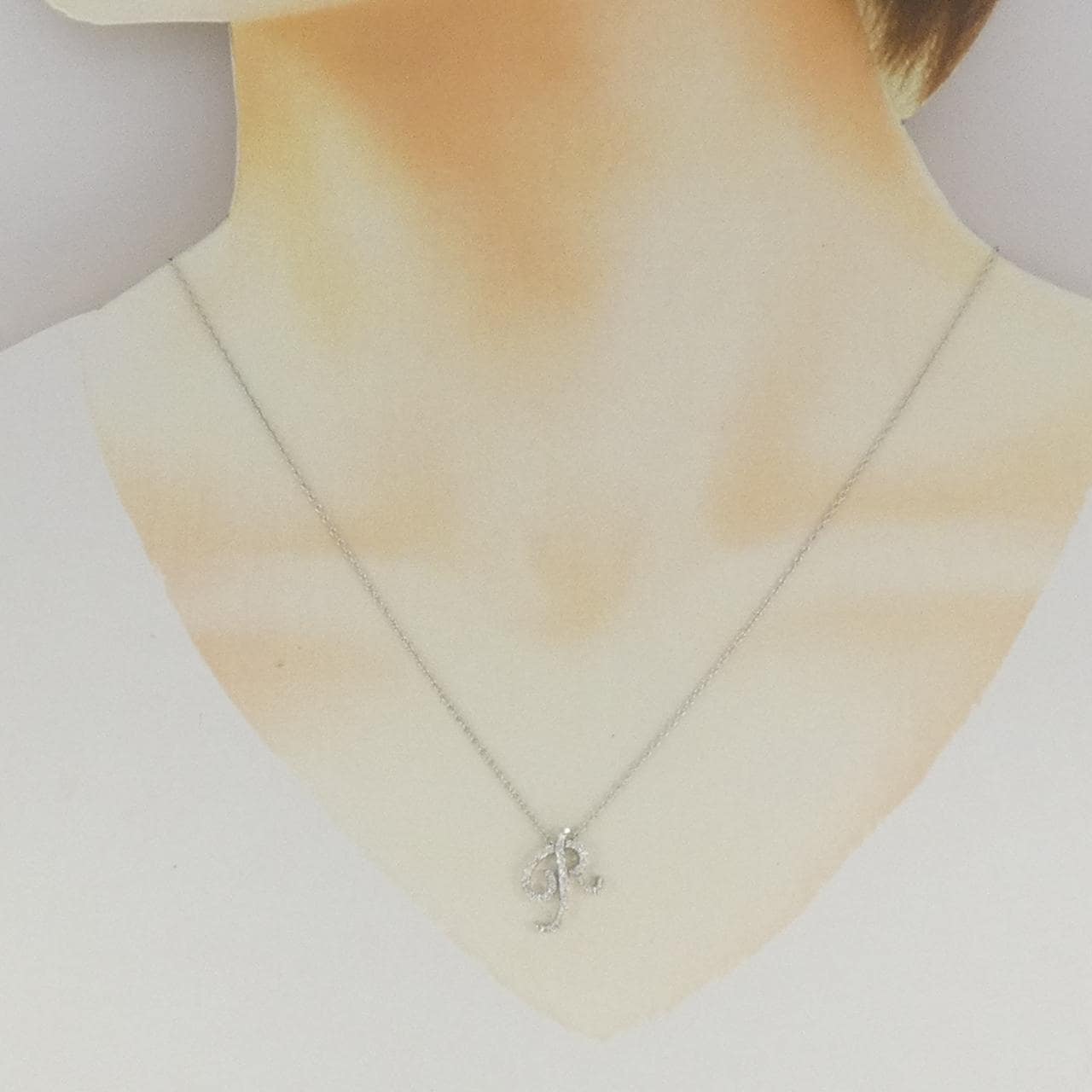 K18WG イニシャルR ダイヤモンド ネックレス 0.30CT