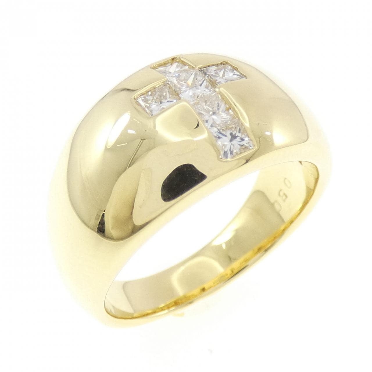 K18YG クロス ダイヤモンド リング 0.50CT