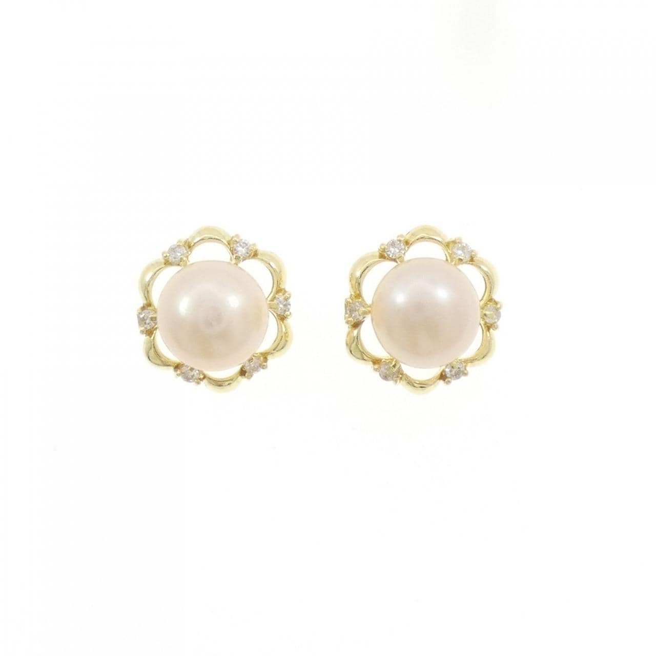 K18YG 淡水パール ピアス 7.5mm