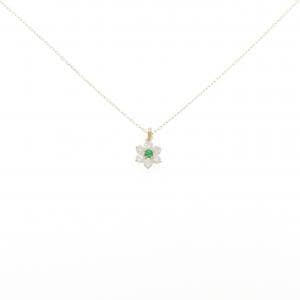 K18YG フラワー エメラルド ネックレス 0.03CT