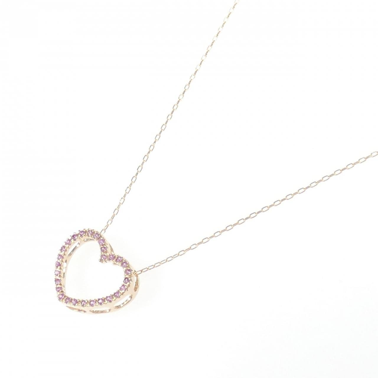 K18PG ハート サファイヤ ネックレス 0.28CT