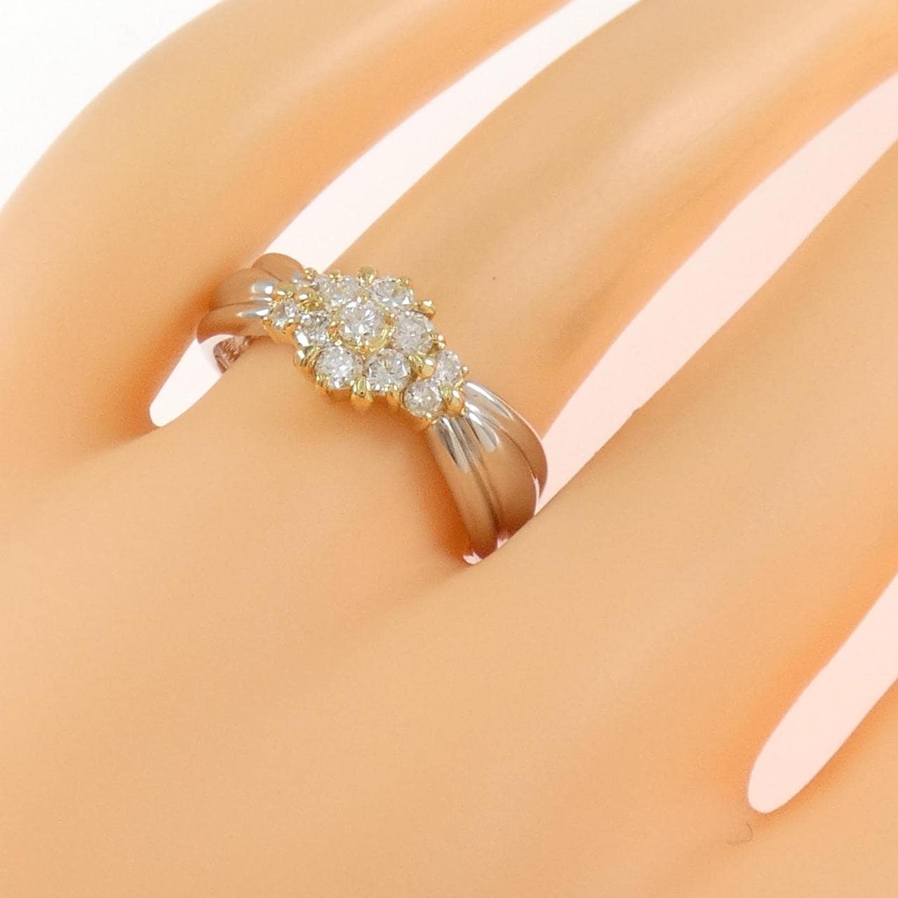 K18YG/PT900 ダイヤモンド リング 0.50CT