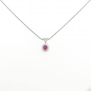 PT900/PT850 ルビー ネックレス 0.74CT