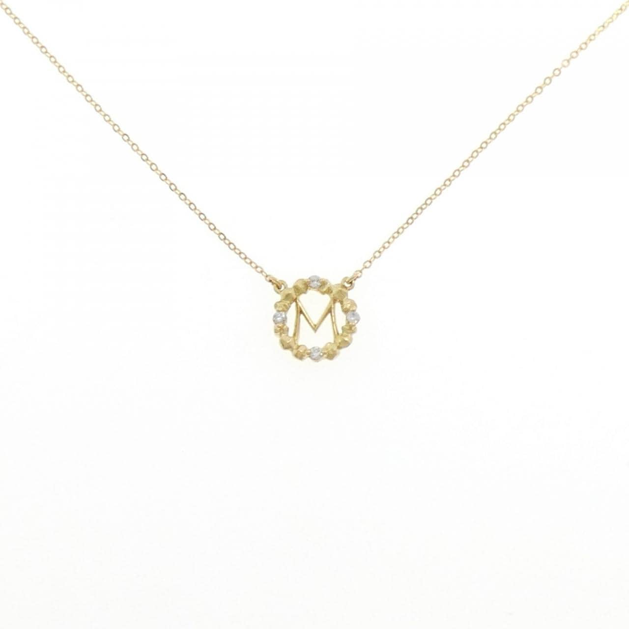 K18YG イニシャルM ダイヤモンド ネックレス 0.03CT