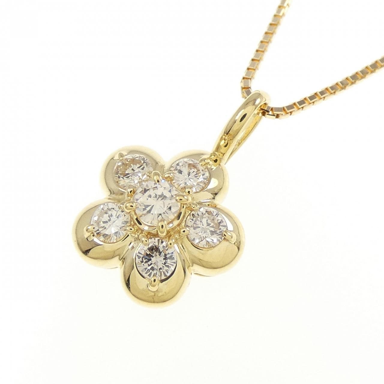 K18YG フラワー ダイヤモンド ネックレス 0.30CT
