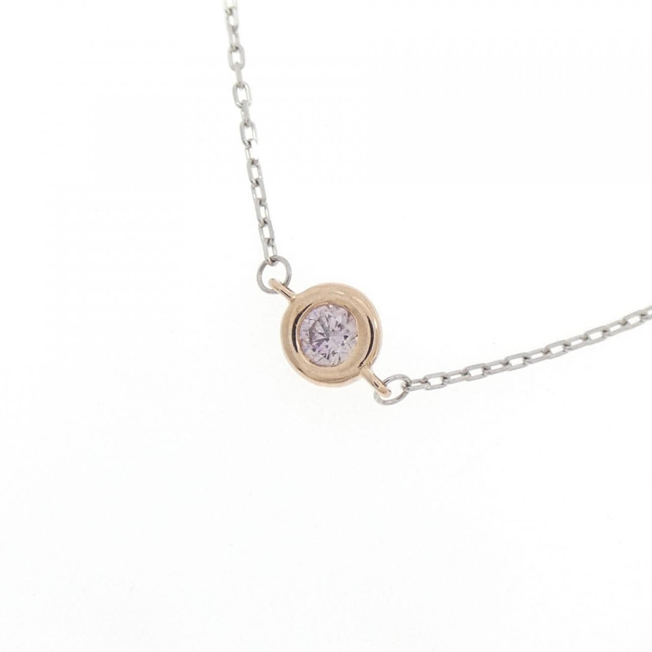 K18PG/PT850 ピンクダイヤモンド ネックレス