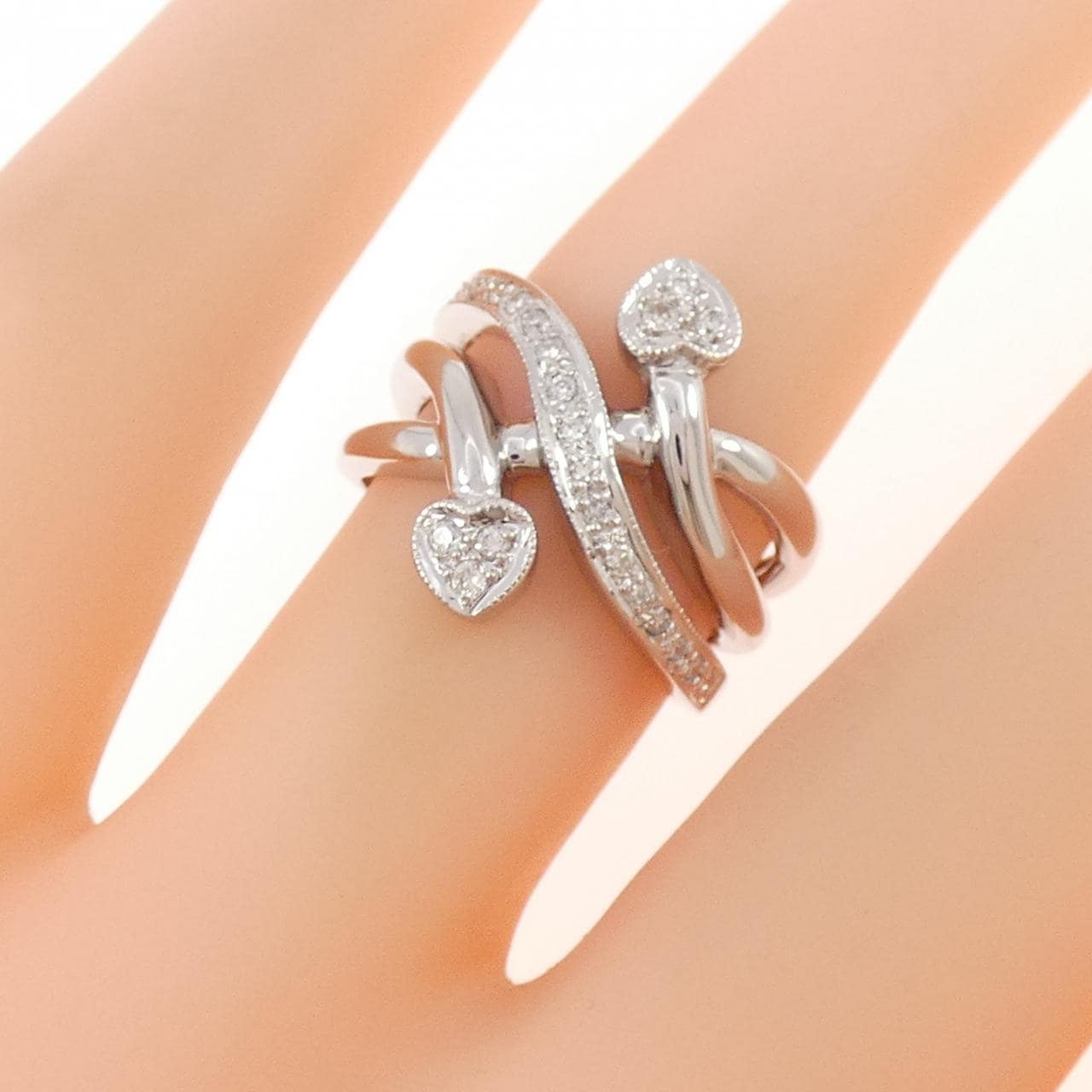 750WG ハート ダイヤモンド リング 0.13CT
