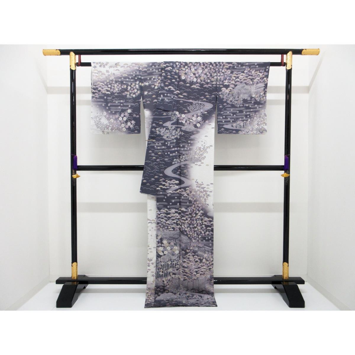 【未使用品】単衣　駒絽訪問着　友禅加工ボカシ染