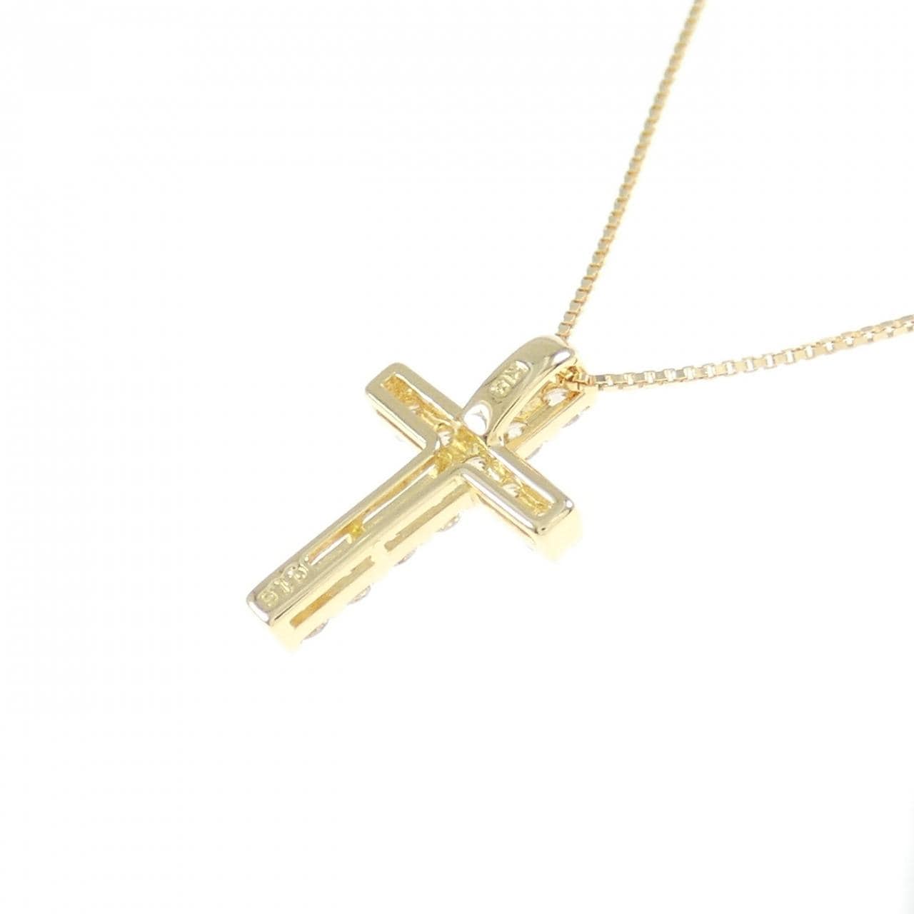 K18YG クロス ダイヤモンド ネックレス 0.16CT