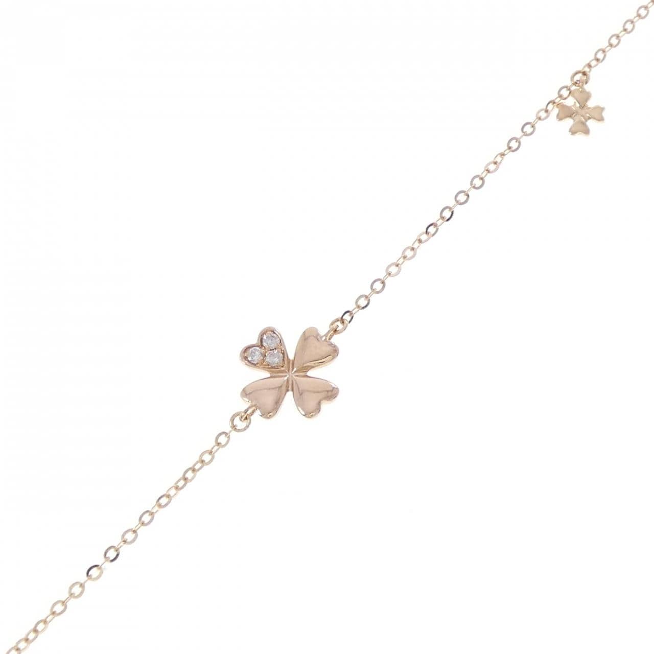 750PG クローバー ダイヤモンド ブレスレット 0.03CT