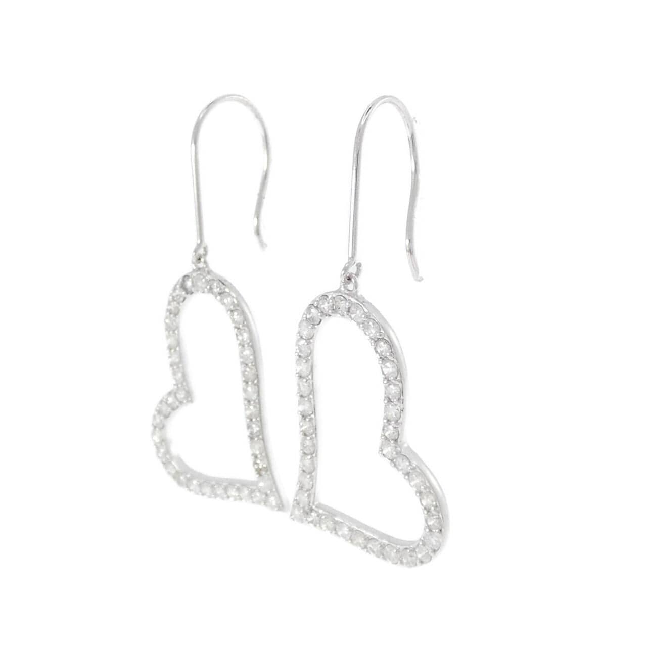 K18WG ハート ダイヤモンド ピアス 1.00CT