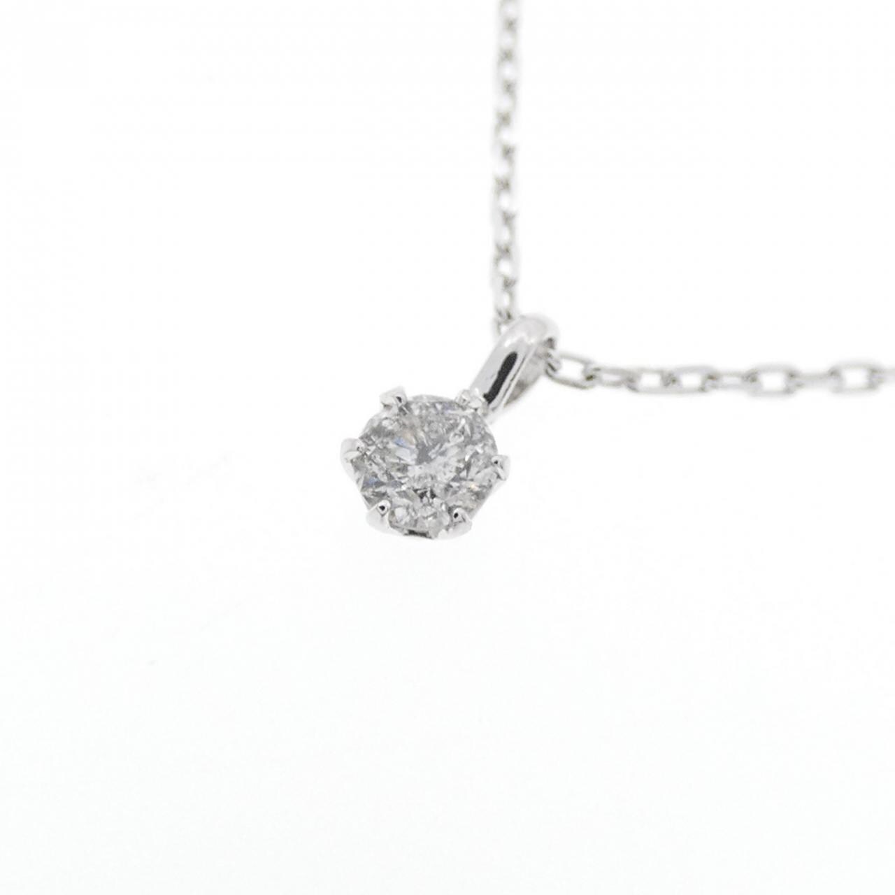 K18WG ソリティア ダイヤモンド ネックレス 0.10CT