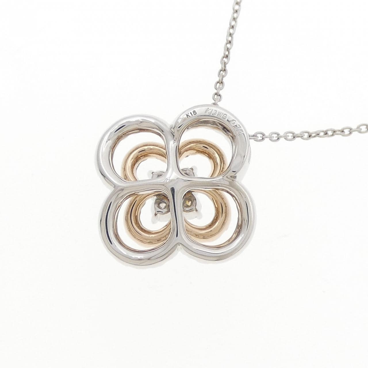K18WG/K18PG フラワー ダイヤモンド ネックレス 0.72CT