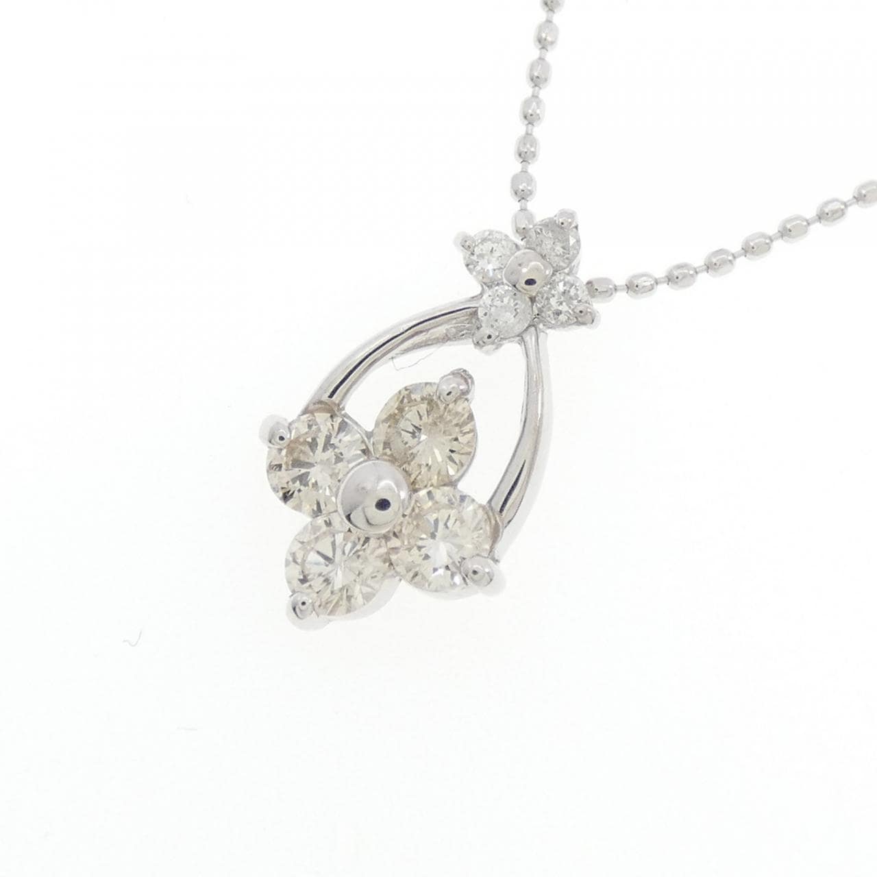 K18WG フラワー ダイヤモンド ネックレス 0.50CT