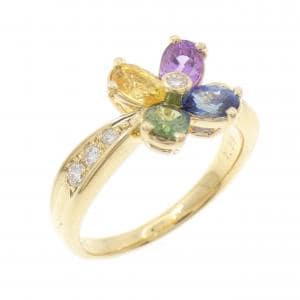 K18YG フラワー サファイヤ リング 1.29CT