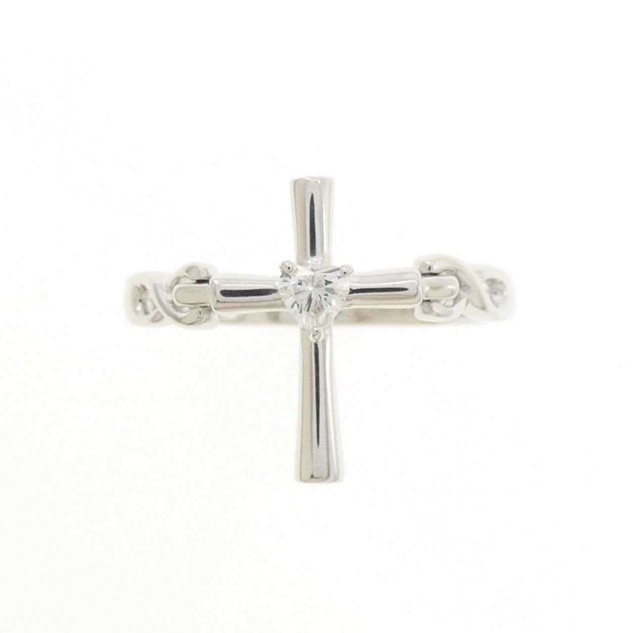 K18WG クロス×ハート ダイヤモンド リング 0.08CT