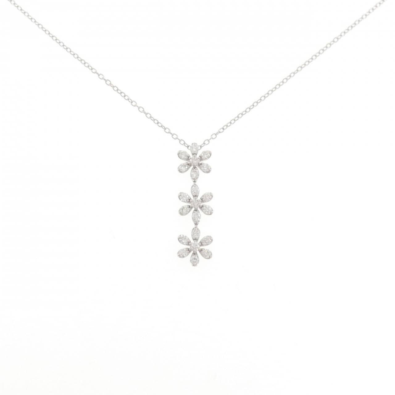 K18WG フラワー ダイヤモンド ネックレス 0.51CT