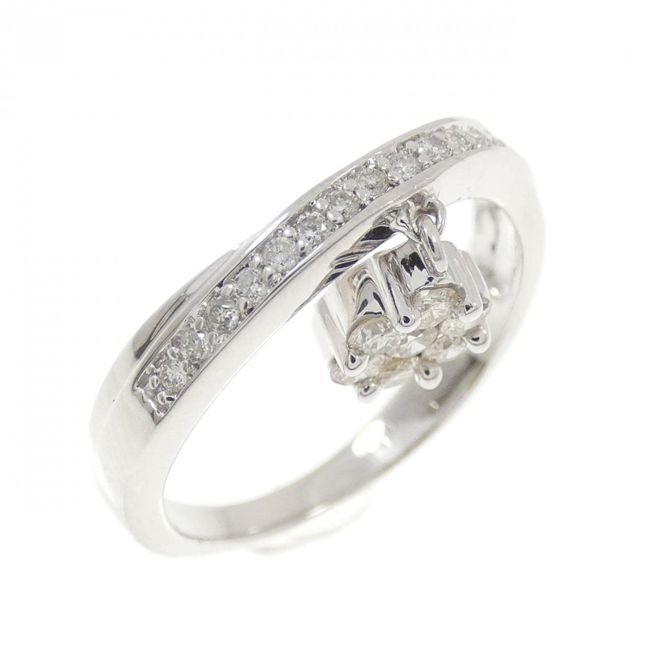 K18WG フラワー ダイヤモンド リング 0.30CT